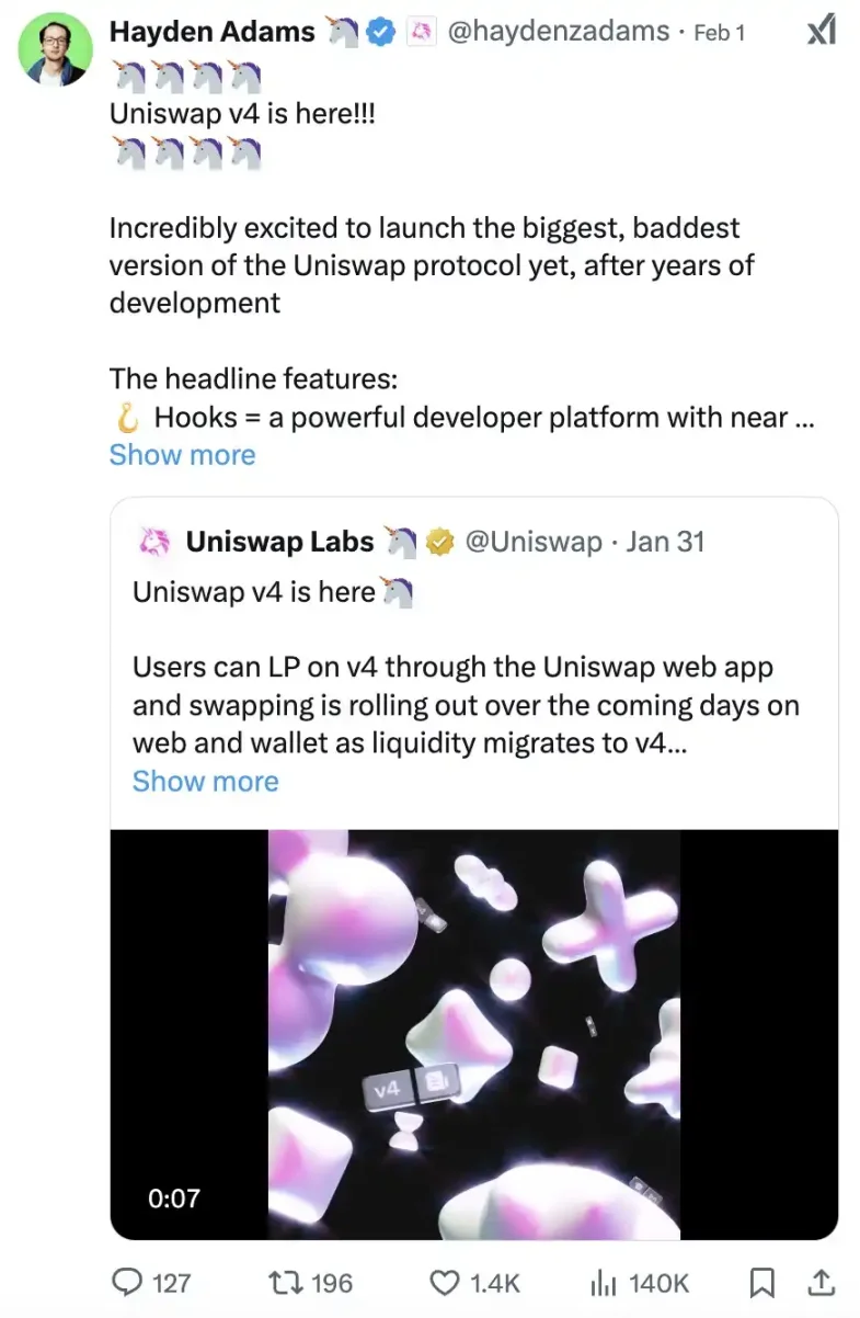 Uniswap V4 正式上线后 ，有哪些值得关注的创新项目？ image 0