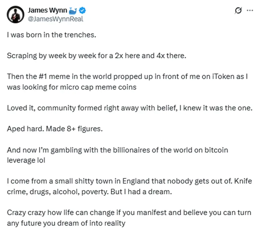 合约巨鲸 James Wynn:从贫民窟到加密大玩家,12 亿美元的疯狂赌局 image 0