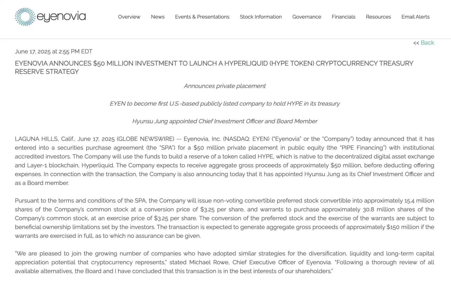 Eyen 单日大涨 77%,HYPE 成为「币股」新玩家 image 1
