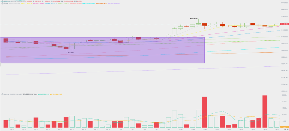 加密市场一周观察(7.7~7.13):对等关税战取得较大进展,买卖两旺,BTC盘整蓄力微涨 image 0