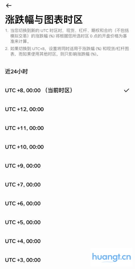 币安App涨跌统计与图表时区设置